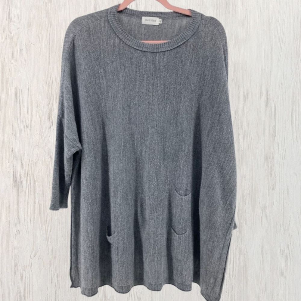 Mersea‎ Women Oversized Fit Catalina Travel Sweater Gray One Size Coastal Cozy